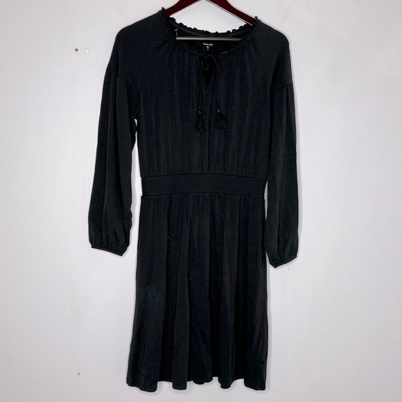 Garnet Hill Dresses & Skirts - Garnet Hill Size XS Long Sleeve Black Peasant Dress Organic Cotton Boho